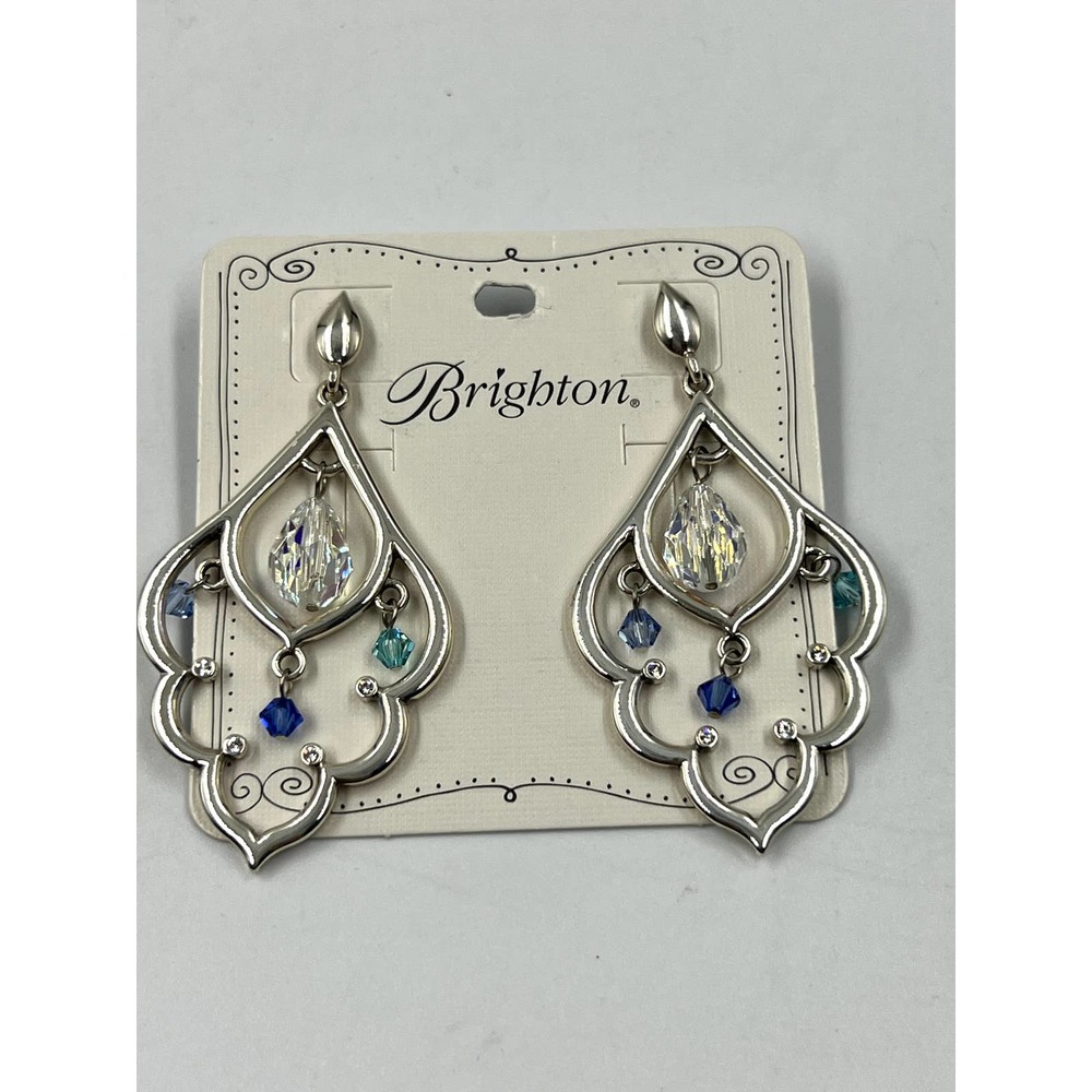 Brighton Prism Lights Scallop Post Drop Earrings Silver Blue Womens Size OS
